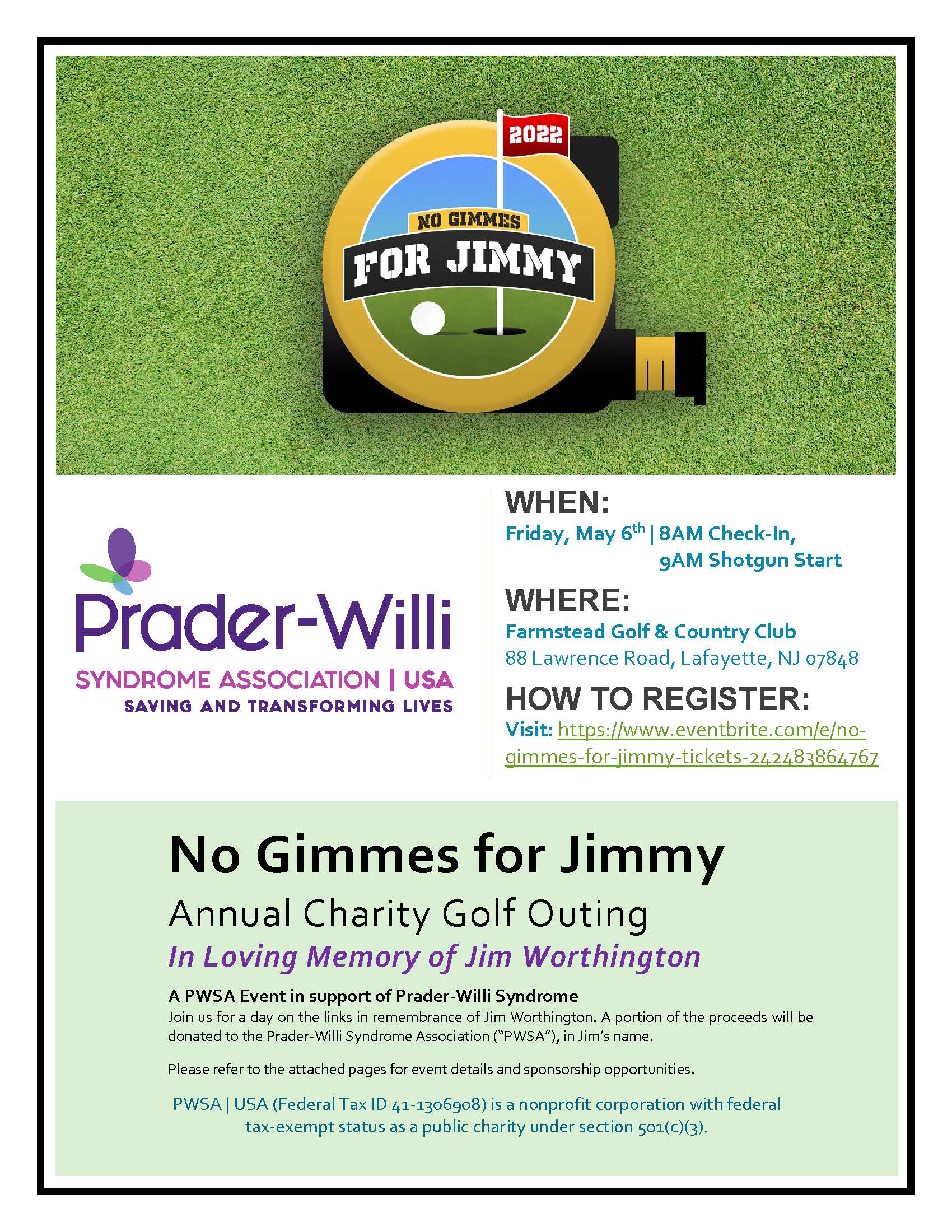 No Gimmes For Jimmy Event Poster, Prader-Willi Syndrome Association | USA