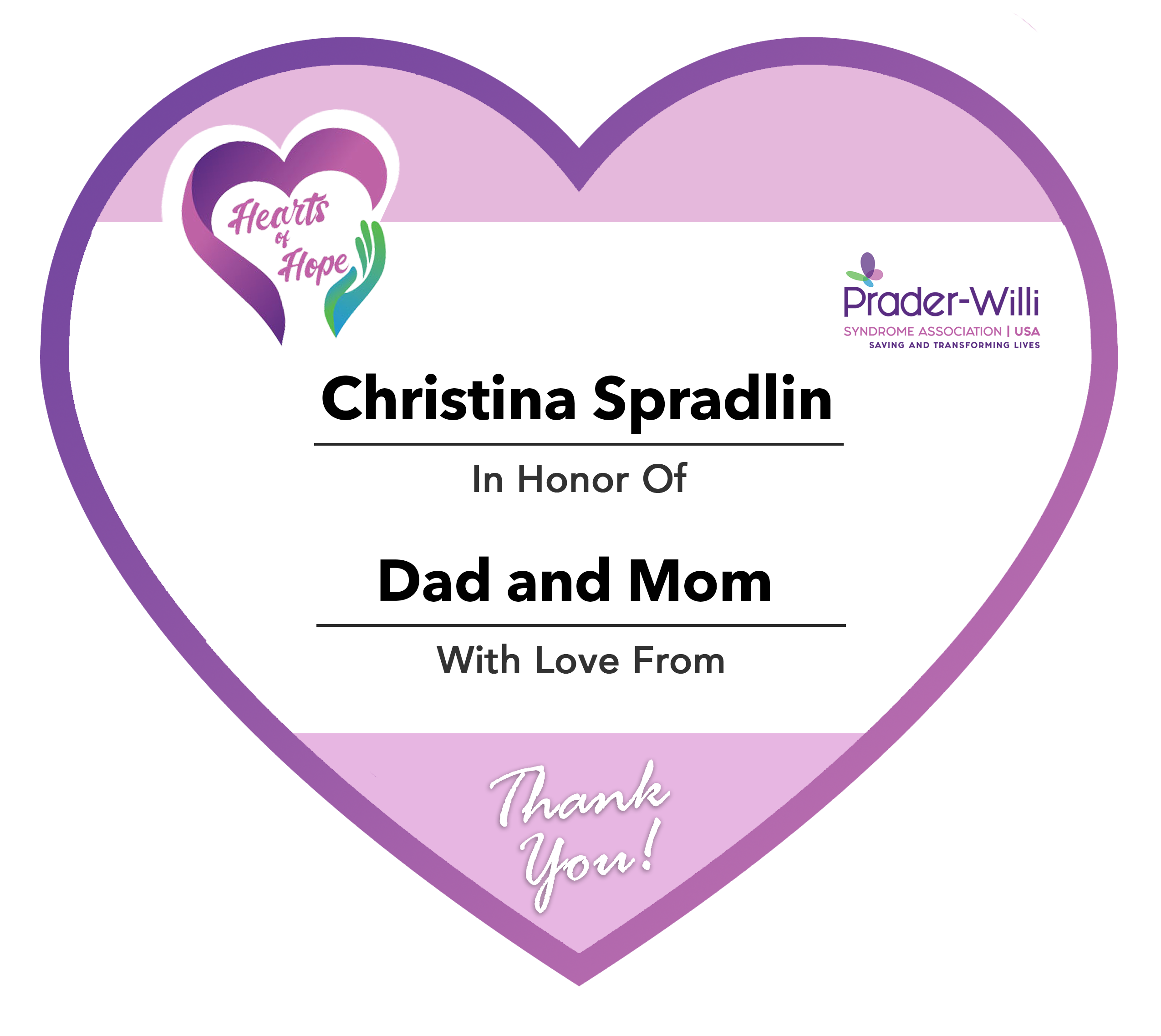 PWSA Paperheart ChristinaSpradlin, Prader-Willi Syndrome Association | USA