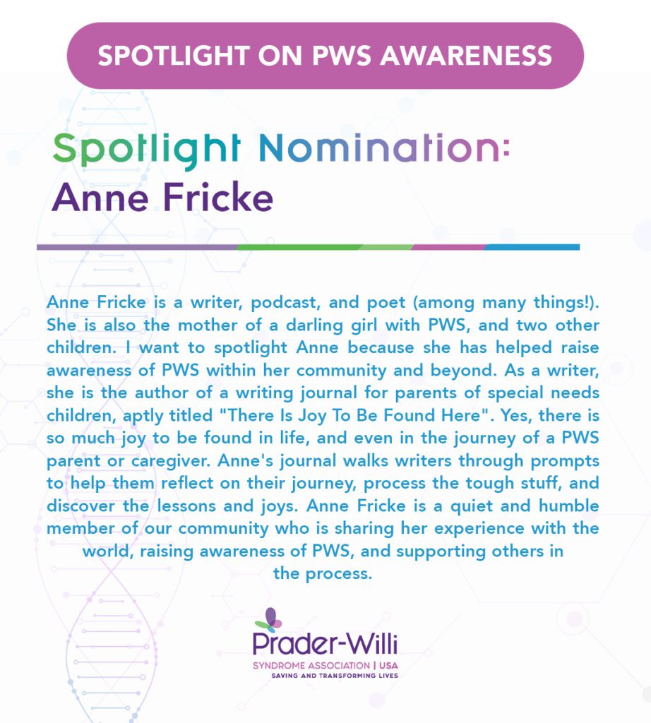 PWS Spotlight AnneFricke 1, Prader-Willi Syndrome Association | USA