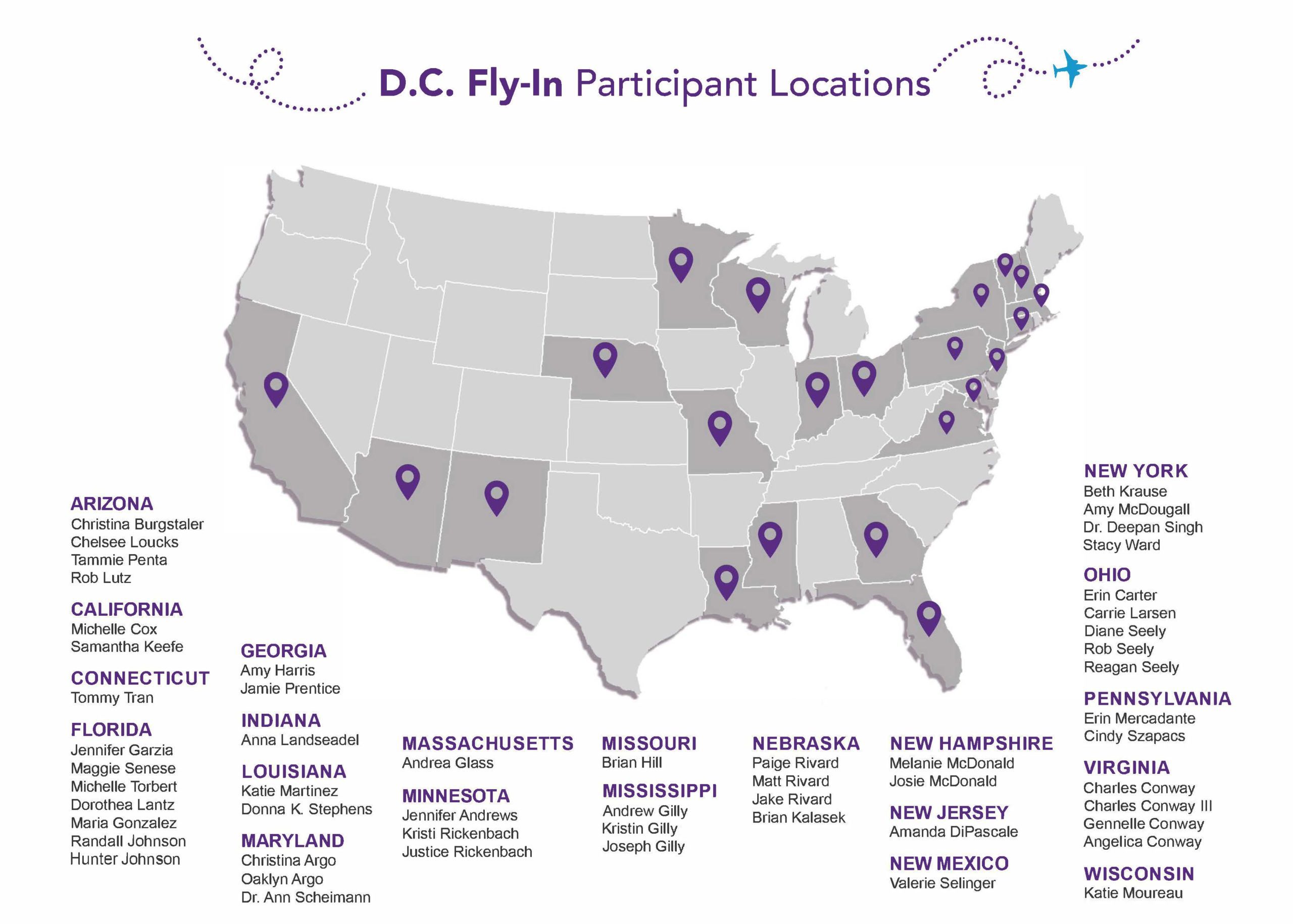 D.C Fly In Participant Map Scaled, Prader-Willi Syndrome Association | USA