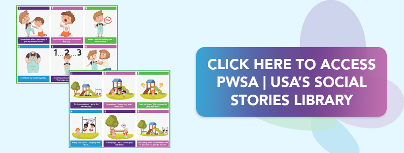 Socialstoriesbutton, Prader-Willi Syndrome Association | USA