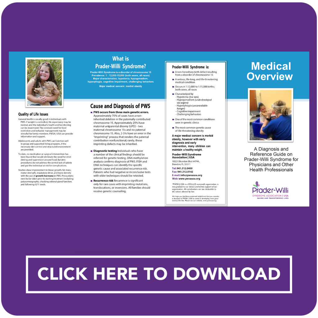 Booklet Medicalover, Prader-Willi Syndrome Association | USA