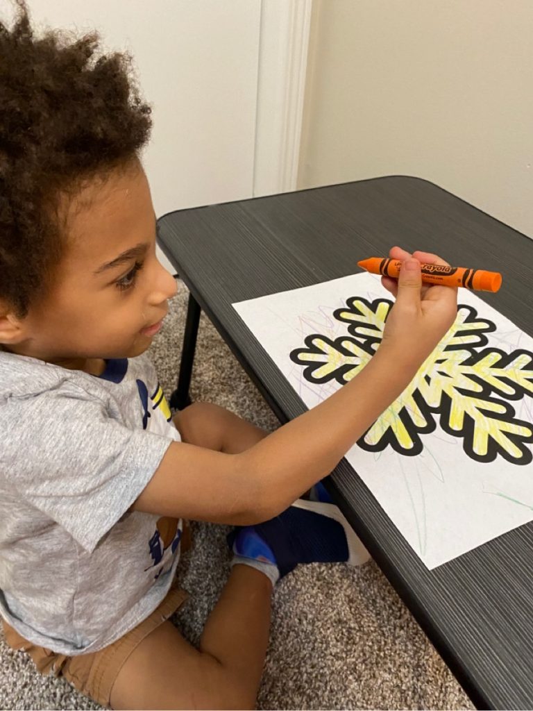 child with pws coloring