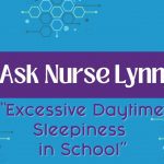 Medical graphic with title "EDS in Schools" for Excessive Daytime Sleepiness in schools for kids with Prader-Willi Syndrome