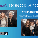 Two group photos of female donors to PWSA | USA , one holding a little boy with Prader-Willi Syndrome