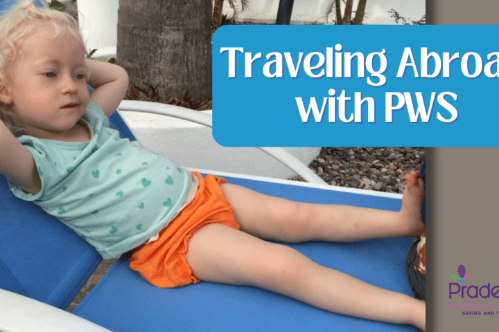 Photo of toddler with Prader-Willi syndrome lounging on a chair on Mexico